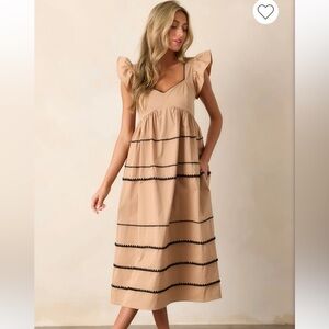 Can’t Live Without Tan Striped Midi Dress